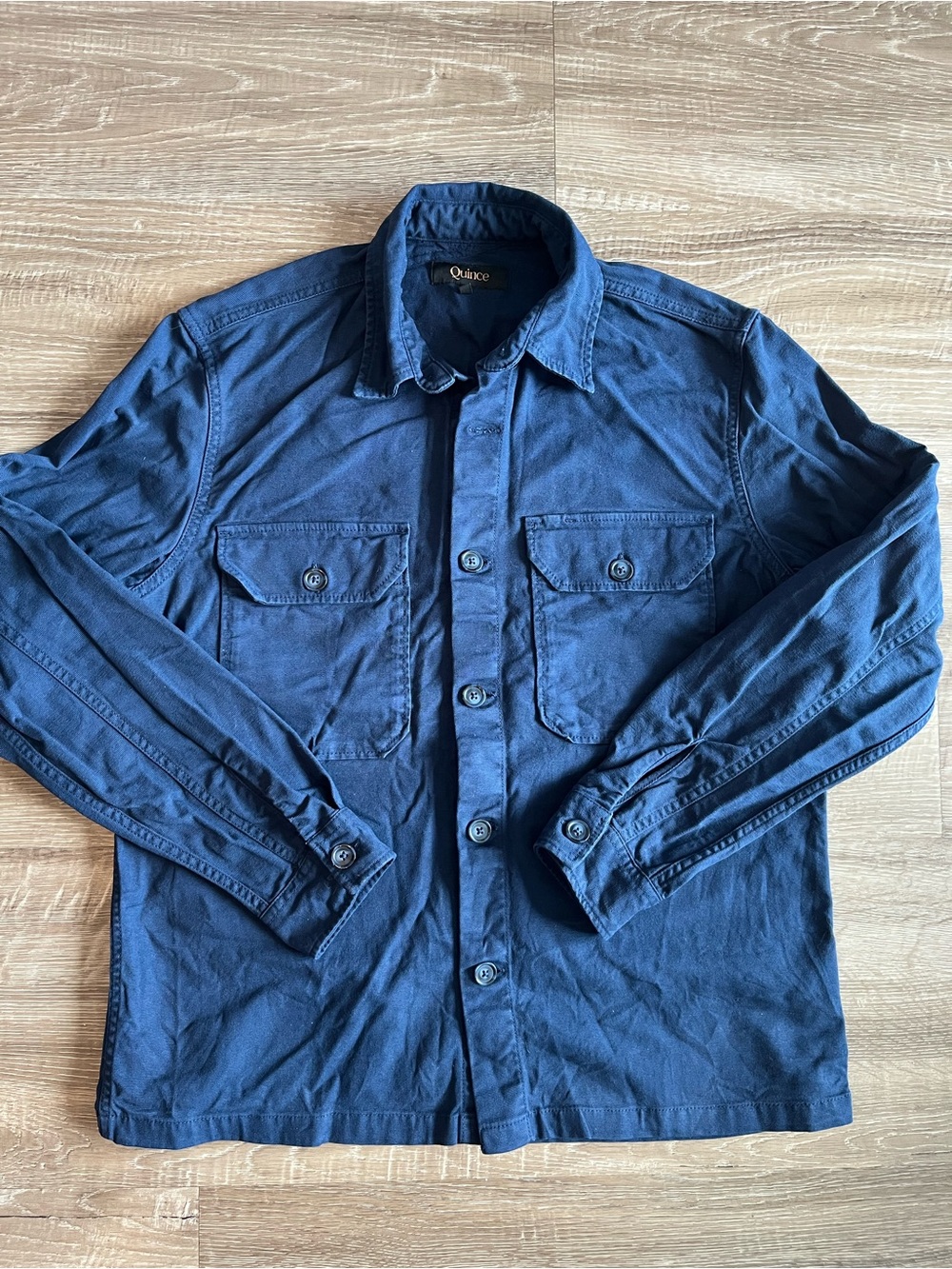 Quince Navy Blue Shirt Jacket